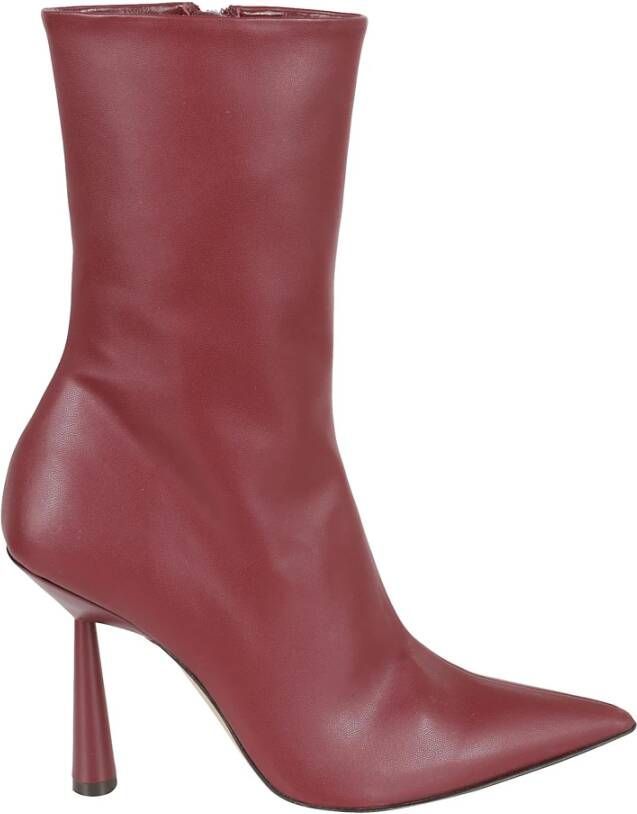 Gia Borghini Bordeaux Enkellaarzen Elegante Stijl Red Dames