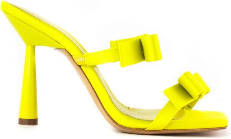 Gia Borghini Gele Leren Strik Sandalen Yellow Dames