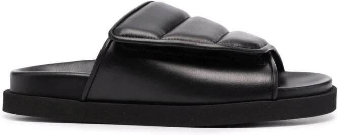 Gia Borghini Zwarte leren casual open flats muilezels Black Dames