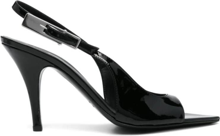 Gia Borghini Zwarte Patent Slingback Hoge Hak Schoenen Black Dames