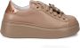 Gio+ Beige Leren Sneakers met Gelamineerd Detail Beige Dames - Thumbnail 1