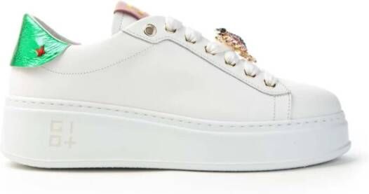 Gio+ Bijoux Kikker en Cabochon Leren Sneakers White Dames