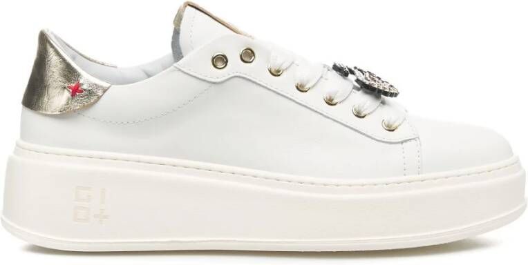 Gio+ Glitter Sneakers met Contrasterende Hiel Detail White Dames