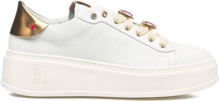 Gio+ Glitter Sneakers met Contrasterende Hiel Detail White Dames