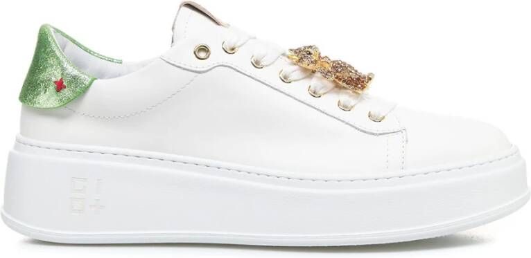 Gio+ Gouden Strass Sneakers met Logo Detail White Dames