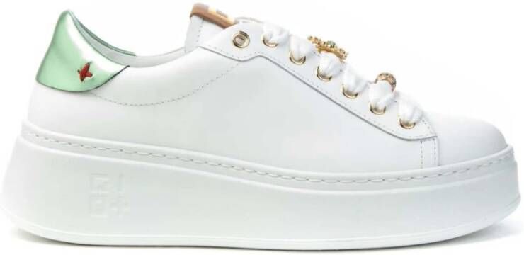 Gio+ Kikker Juwelen Leren Sneakers Wit White Dames