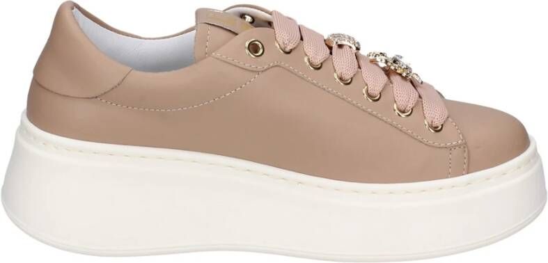 Gio+ Leren damessneakers Beige Dames