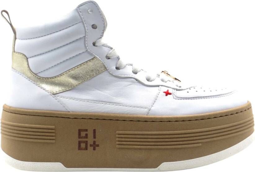 Gio+ Leren Sneaker met Turkooise Accenten White Dames