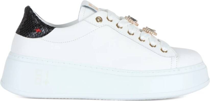 Gio+ Leren Sneakers met Verwijderbaar Detail White Dames