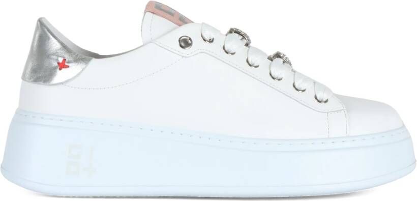 Gio+ Leren Sneakers met Vlinder Detail White Dames