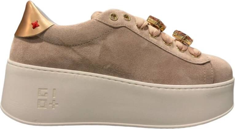 Gio+ Roze Suède Sneaker met Juweel Details Pink Dames