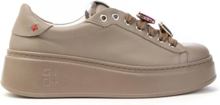 Gio+ Sneakers met Juweeldetail Leer Vrouwen Brown Dames