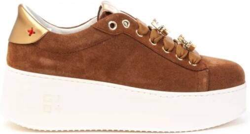 Gio+ Suède sneakers met juweelaccenten Brown Dames