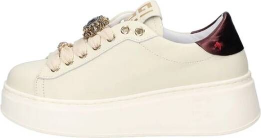 Gio+ Witte Leren Casual Sneakers Beige Dames