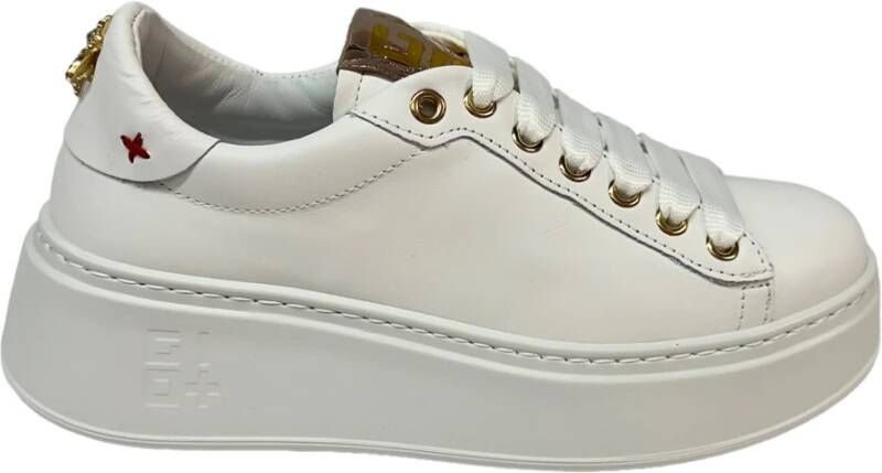 Gio+ Witte leren sneaker met verwijderbare accessoires White Dames