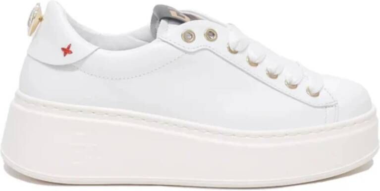 Gio+ Witte Leren Sneakers met Juweeldetails White Dames