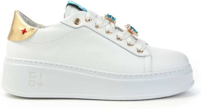 Gio+ Witte Leren Sneakers met Libelle Accenten White Dames