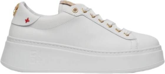Gio+ Witte Leren Sneakers met Roségouden Accenten White Dames