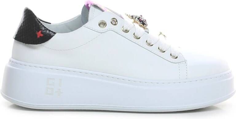 Gio+ Witte Multicolor Leren Sneaker met Juweeldetails White Dames