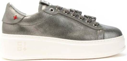 Gio+ Zilveren Leren Sneakers met Decoratieve Details Gray Dames