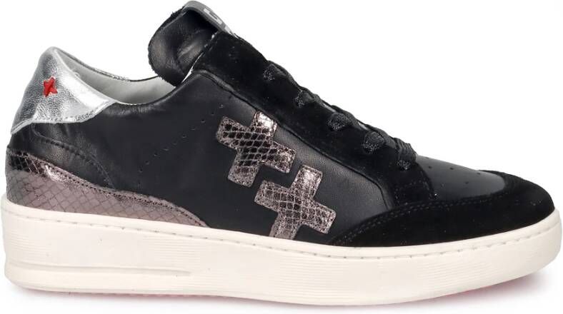 Gio+ Zwarte Leren Sneakers met Verwijderbare Binnenzool Black Dames