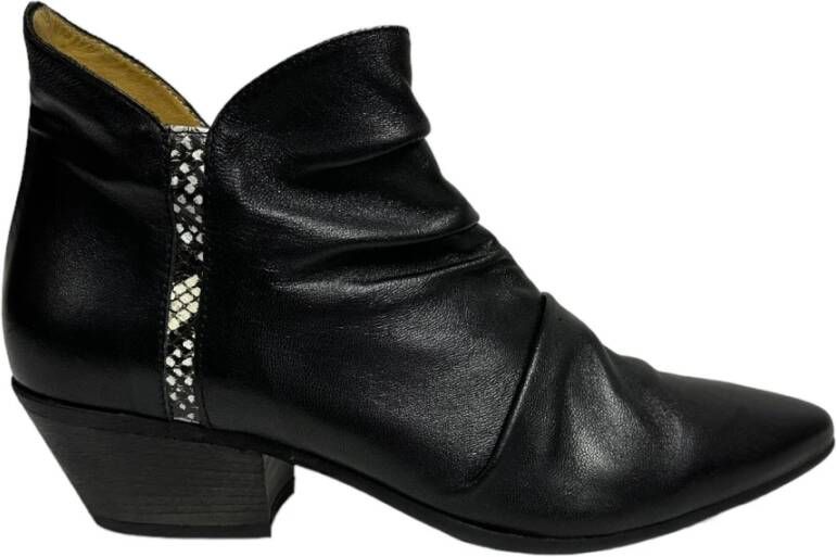 Gio+ Zwarte leren Texaanse laarzen Black Dames