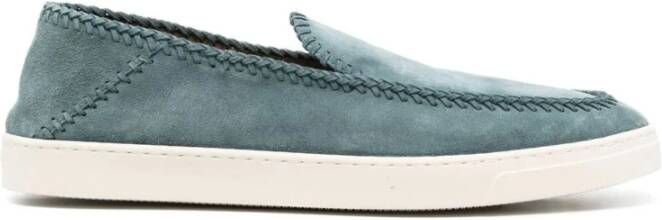 Giorgio Armani Blauwe Elegante Gesloten Platte Sneakers Sneaker Blue Heren