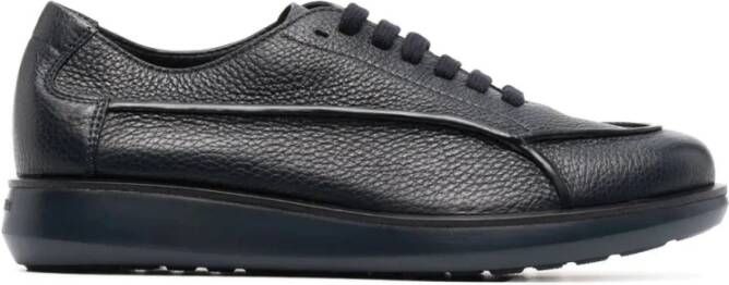 Giorgio Armani Blauwe Leren Casual Lage Hak Sneakers Blue Heren