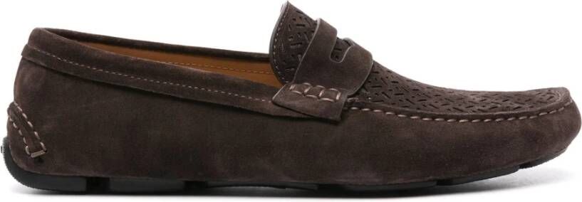 Giorgio Armani Bruine Loafers Elegant Gesloten Platte Brown Heren