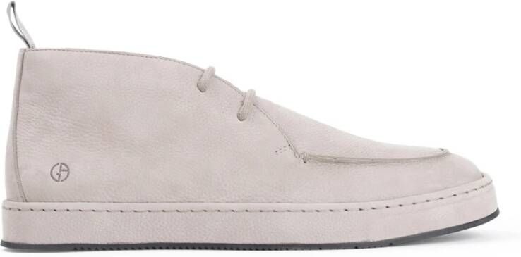 Giorgio Armani Grijze Leren Veterschoenen Gray Heren