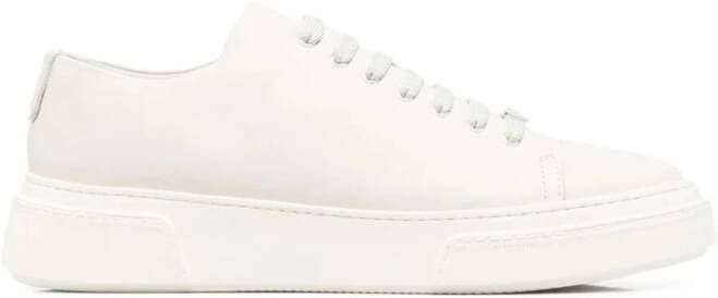 Giorgio Armani Witte Leren Sneakers Elegant Platte White Heren