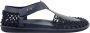 Giorgio Armani Zwarte Leren Sandalen Gegraveerd Logo Black Heren - Thumbnail 1