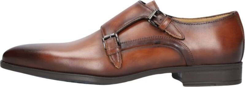 Giorgio Bruin Leren Dubbele Monk Strap Schoenen Brown Heren