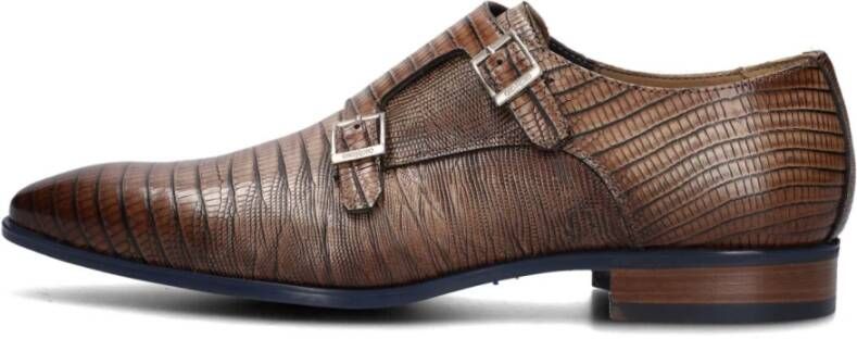 Giorgio Bruin Leren Dubbele Monk Strap Schoenen Brown Heren