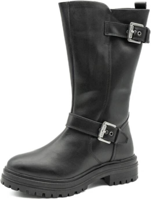 Gioseppo Zwarte Leren Hoge Laarzen Aw24 Black Dames