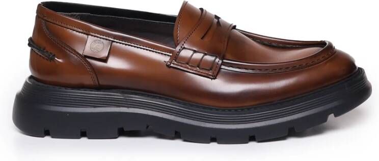 Giuliano Galiano Bruin Leren Loafers Klassieke Stijl Brown Heren