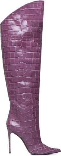 Giuliano Galiano Krokodillenprint Leren Laarzen Violet Kleur Purple Dames