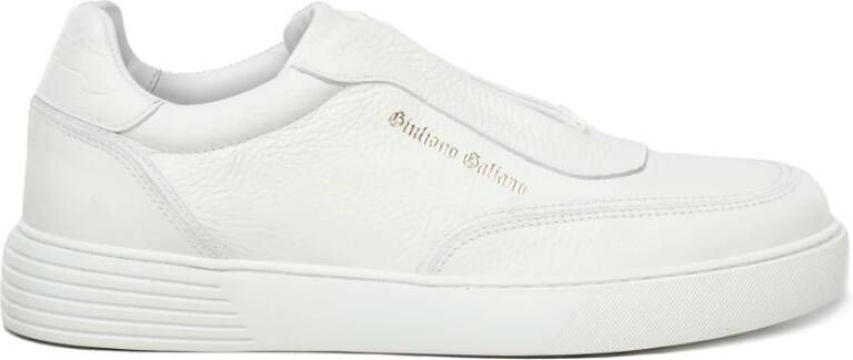 Giuliano Galiano Witte leren sneakers met logo White Heren