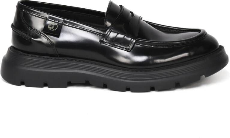 Giuliano Galiano Zwarte Leren Loafers Verfeffect Black Heren