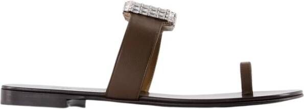 Giuseppe zanotti Bruine Platte Sandalen Leer Brown Dames