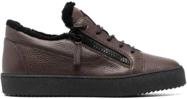 Giuseppe zanotti Elegante Bruine Gesloten Platte Sneakers Brown Heren