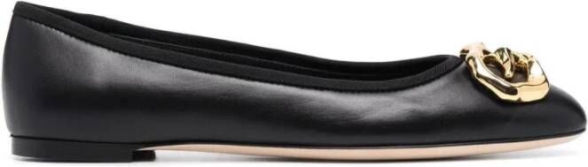 Giuseppe zanotti Elegante Zwarte Leren Ballerina Flats Black Dames