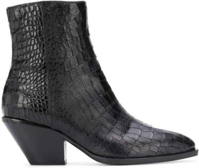 Giuseppe zanotti Elegante Zwarte Leren Enkellaarzen Black Dames