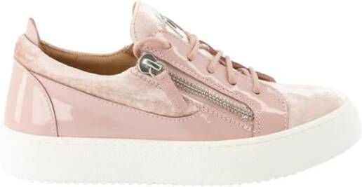 Giuseppe zanotti Gail Leren en Fluwelen Sneakers Pink Dames