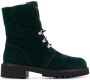 Giuseppe zanotti Groene Leren Enkellaarzen met Bont Green Dames - Thumbnail 1