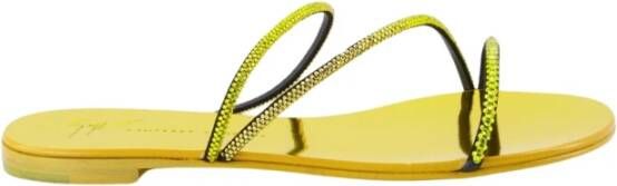 Giuseppe zanotti Gele Strass Platte Sandalen Yellow Dames