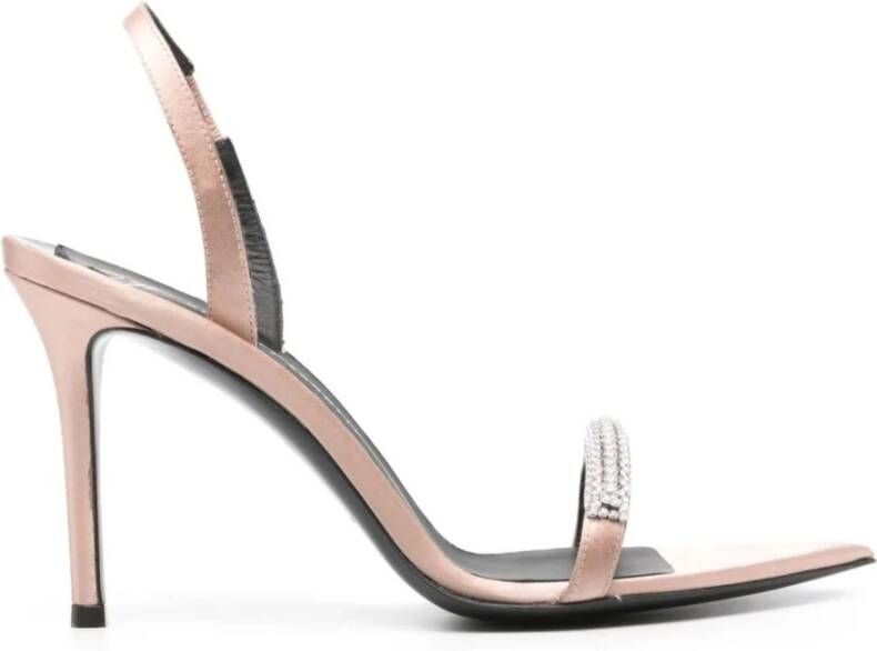 Giuseppe zanotti Kristal Strass Roze Satijnen Slingback Sandalen Pink Dames