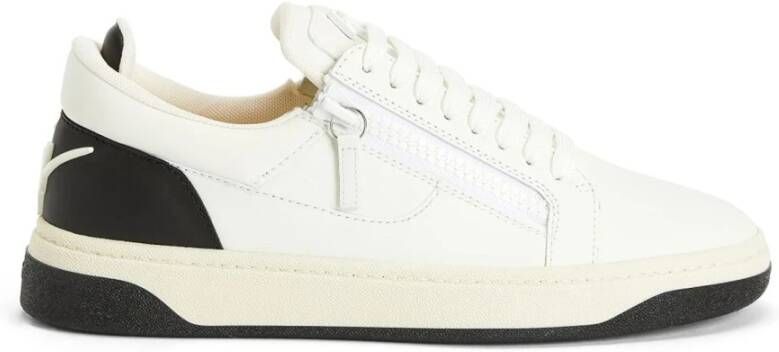 giuseppe zanotti Leren Lage Sneakers met Ritssluiting White Heren