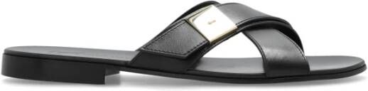 giuseppe zanotti Leren slides Black Heren