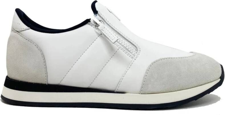 Giuseppe zanotti Leren sneakers met suède detail White Heren